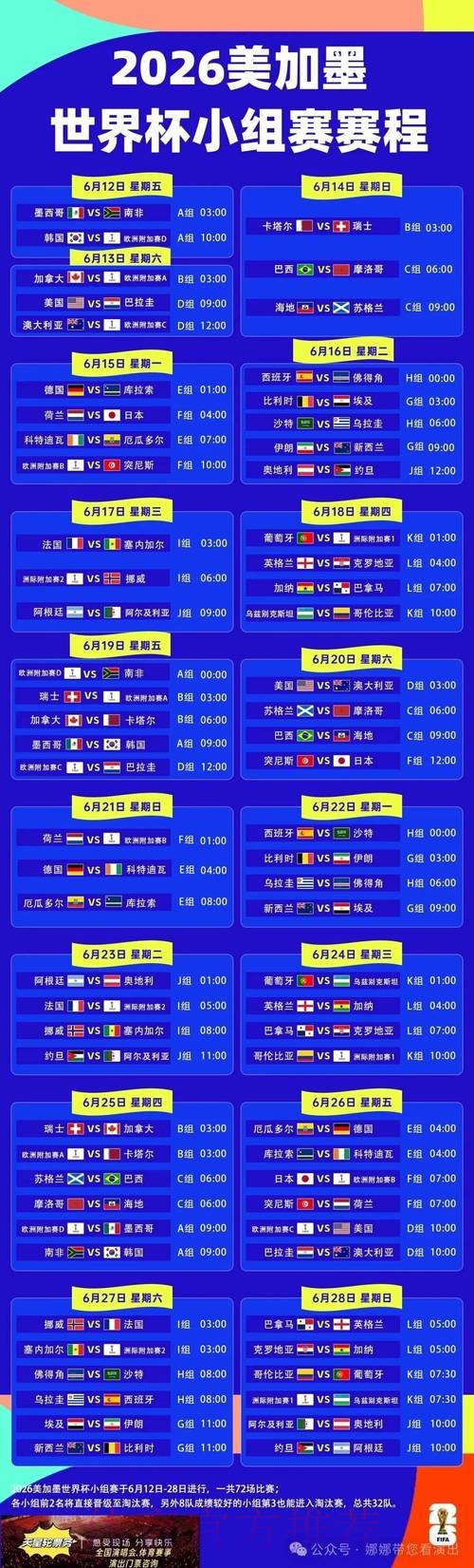 2026世界杯赛程中国时间最新时间表在哪里看 2026世界杯赛程中国时间最新时间表在哪里看